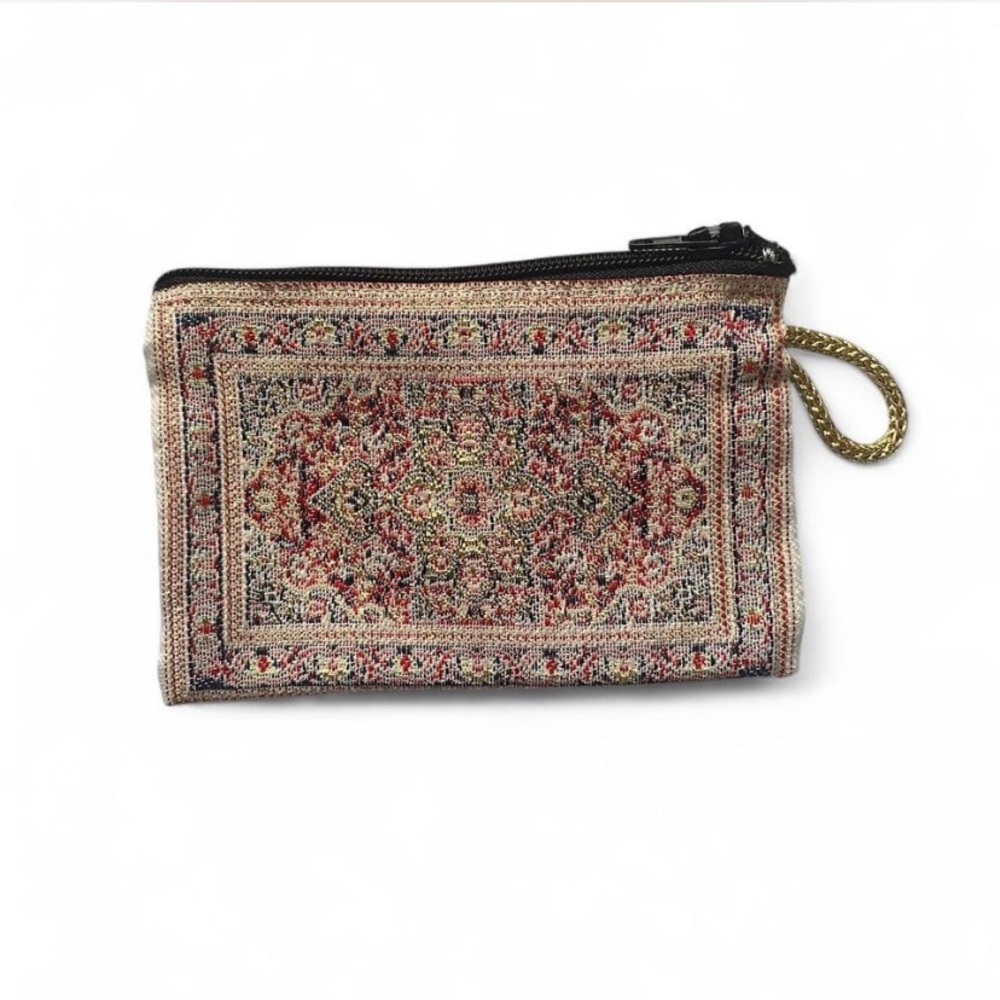 Red/Gold Turkish Carpet Patterned Zipper Coin Purse/Pouch